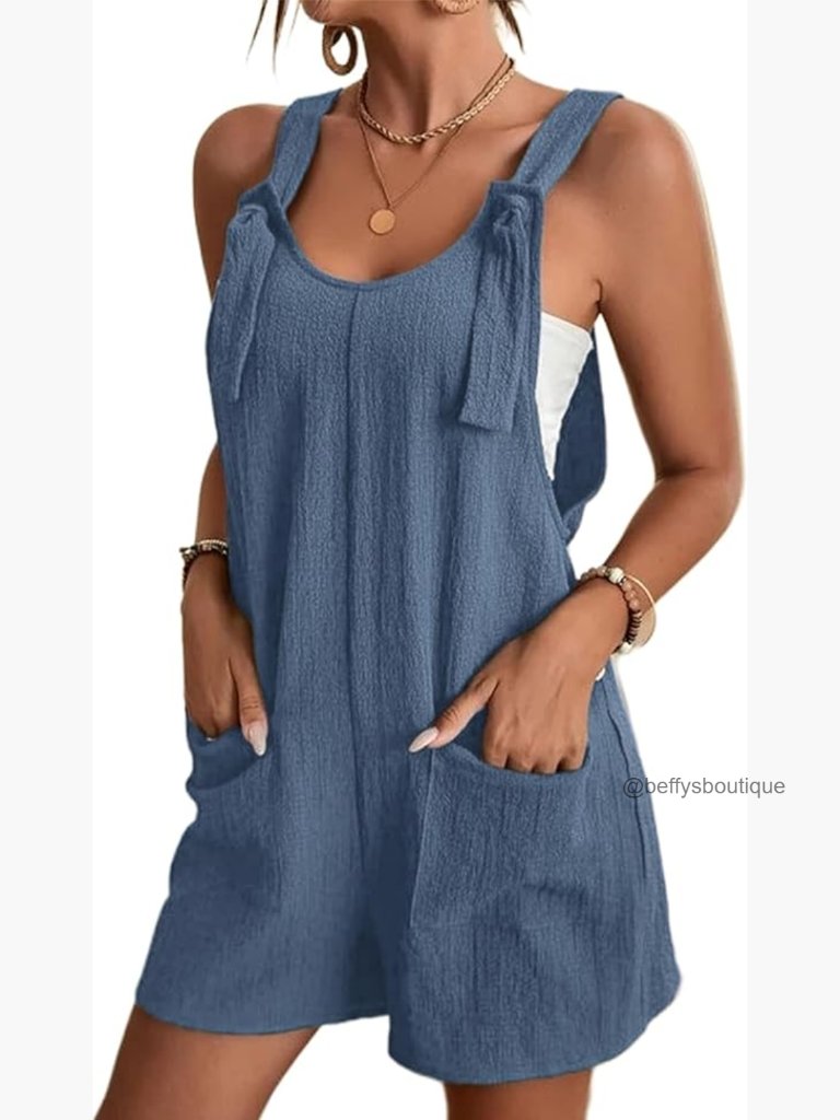 Women's Summer Comfy Casual Sleeveless Romper Loose Adjustable Strap Shortalls